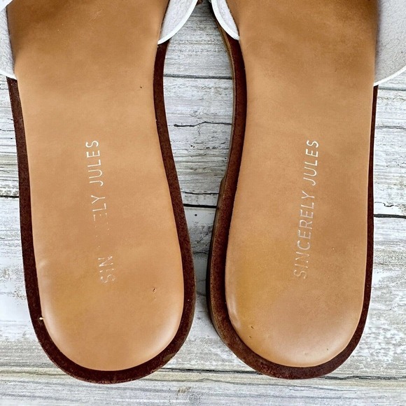 Sincerely Jules Tyler Studded Wide Strap Slide Sandals Size 9 White Silver - Picture 8 of 10